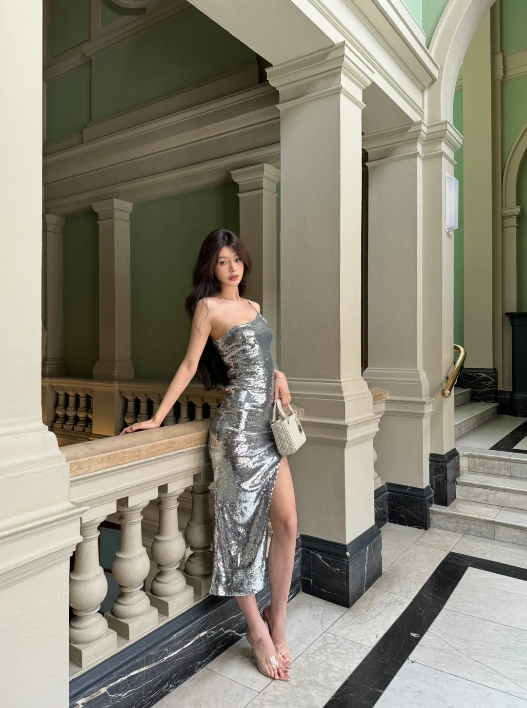 Silver Glitter Mermaid One Shoulder Sequin Slit Long Prom Dress,Party Dress,Formal Evening Dress GG4013