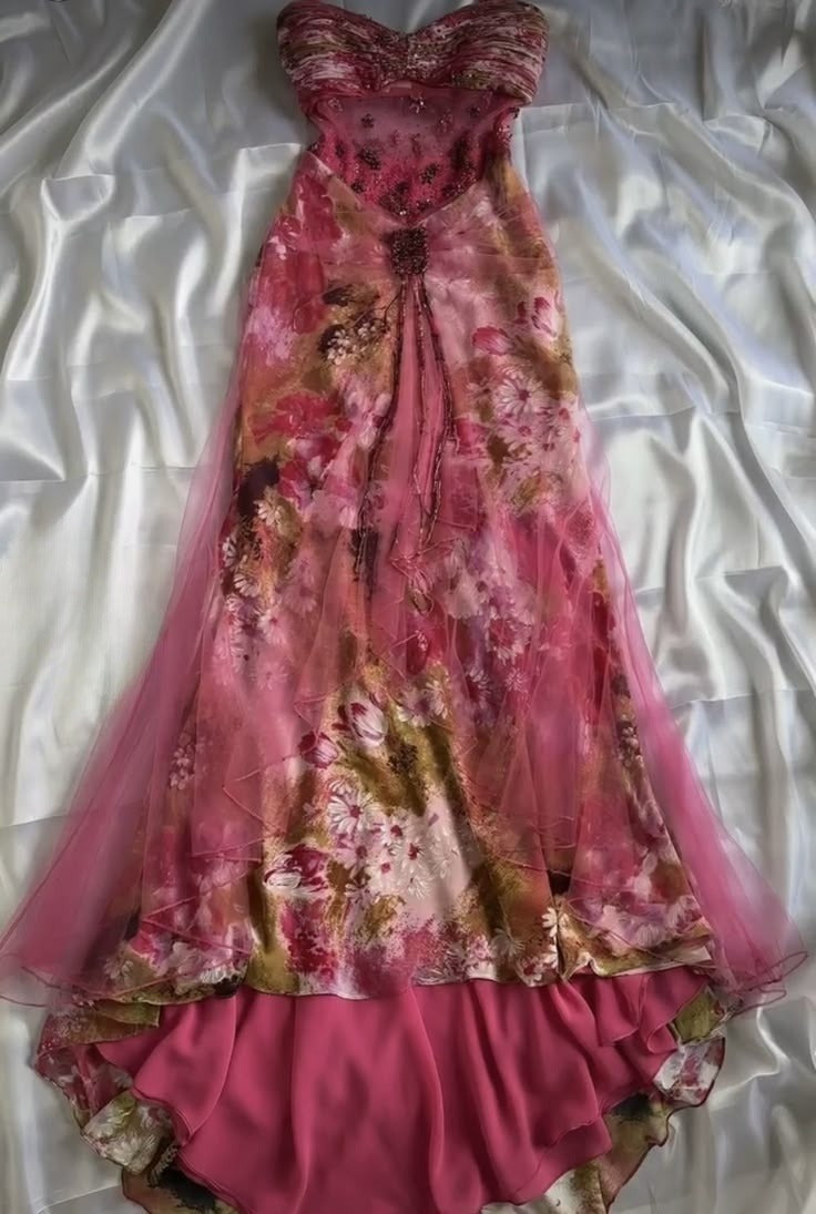 Vintage A Line Spaghetti Straps Chiffon Tulle Printed Floral Long Prom Dress,Party Dress,Formal Evening Dress GG4017