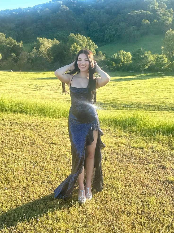 Black Mermaid Spaghetti Straps Satin Slit Long Prom Dress,Party Dress,Formal Evening Dress GG4027