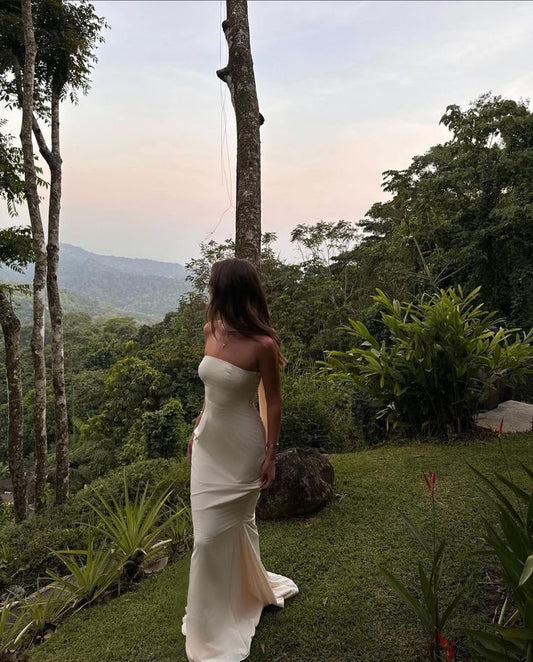 Elegant Simple Mermaid Strapless Satin Long Prom Dress,Party Dress,Formal Evening Dress GG4030