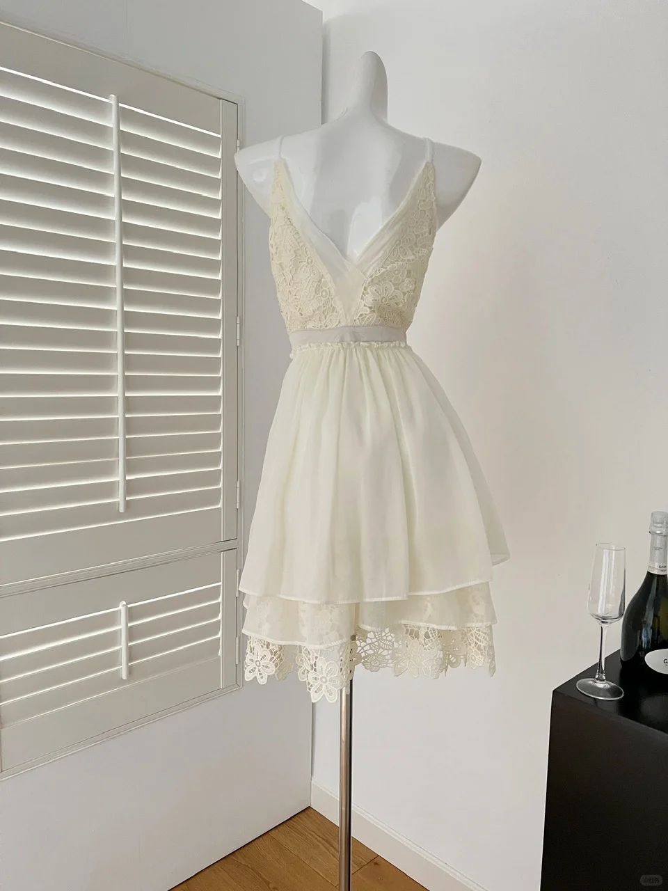 Cute Ivory A Line Spaghetti Straps Chiffon Lace Short Homecoming Dress,Summer 16th Birthday Dress GG4034