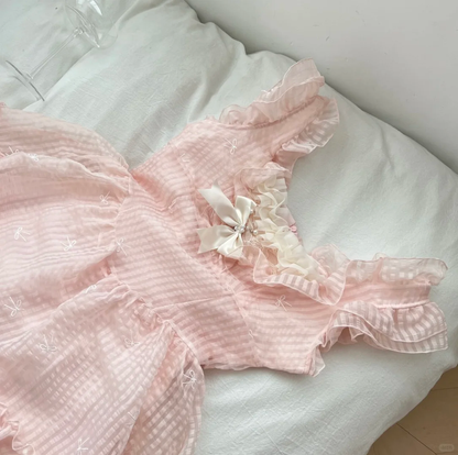 Sweet 16th Pink A Line Chiffon With Bow Short Homecoming Dress,Summer Birthday Dress GG4038