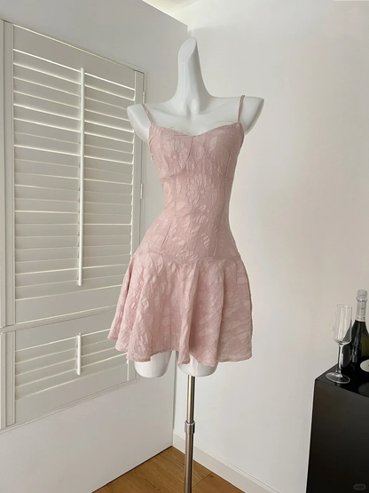 Pink A Line Spaghetti Straps Satin Short Homecoming Dress,Summer 17th Birthday Dress GG4042