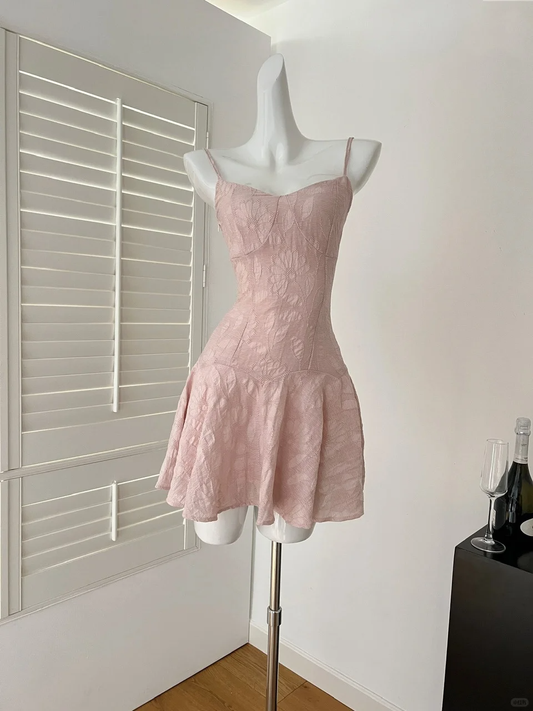 Pink A Line Spaghetti Straps Satin Short Homecoming Dress,Summer 17th Birthday Dress GG4042