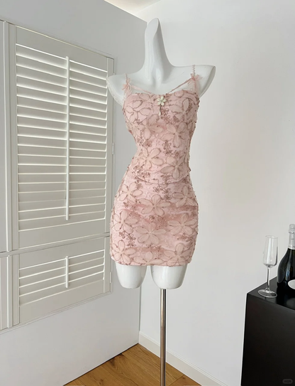 Impress Mermaid Spaghetti Straps Lace Floral Short Homecoming Dress,Summer 21th Birthday Dress GG4044