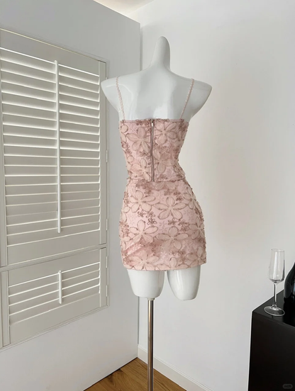 Impress Mermaid Spaghetti Straps Lace Floral Short Homecoming Dress,Summer 21th Birthday Dress GG4044