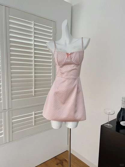 CLassy A Line Spaghetti Straps Satin Lace Polka Dots Short Homecoming Dress,Summer 17th Birthday Dress GG4045