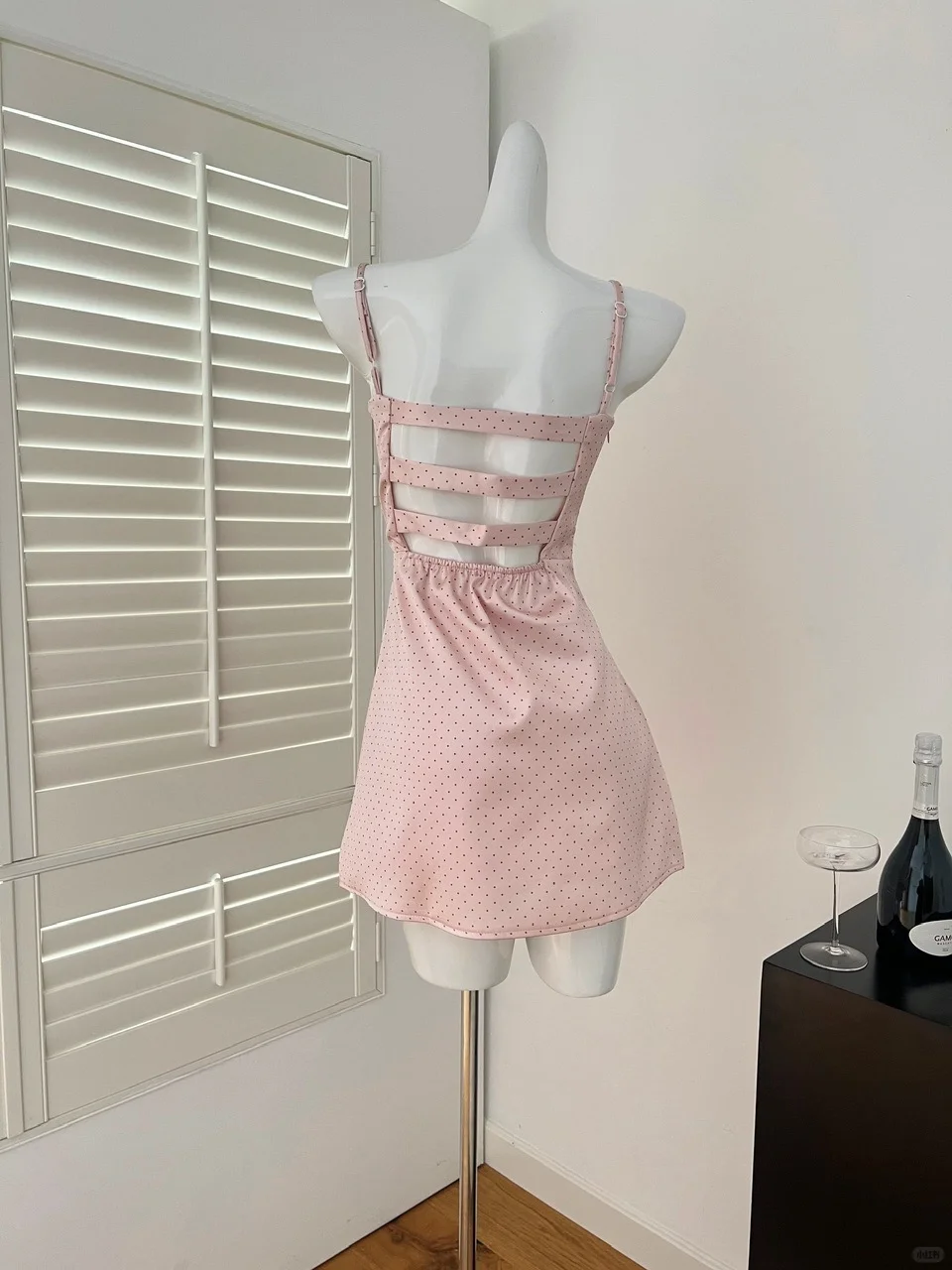 CLassy A Line Spaghetti Straps Satin Lace Polka Dots Short Homecoming Dress,Summer 17th Birthday Dress GG4045