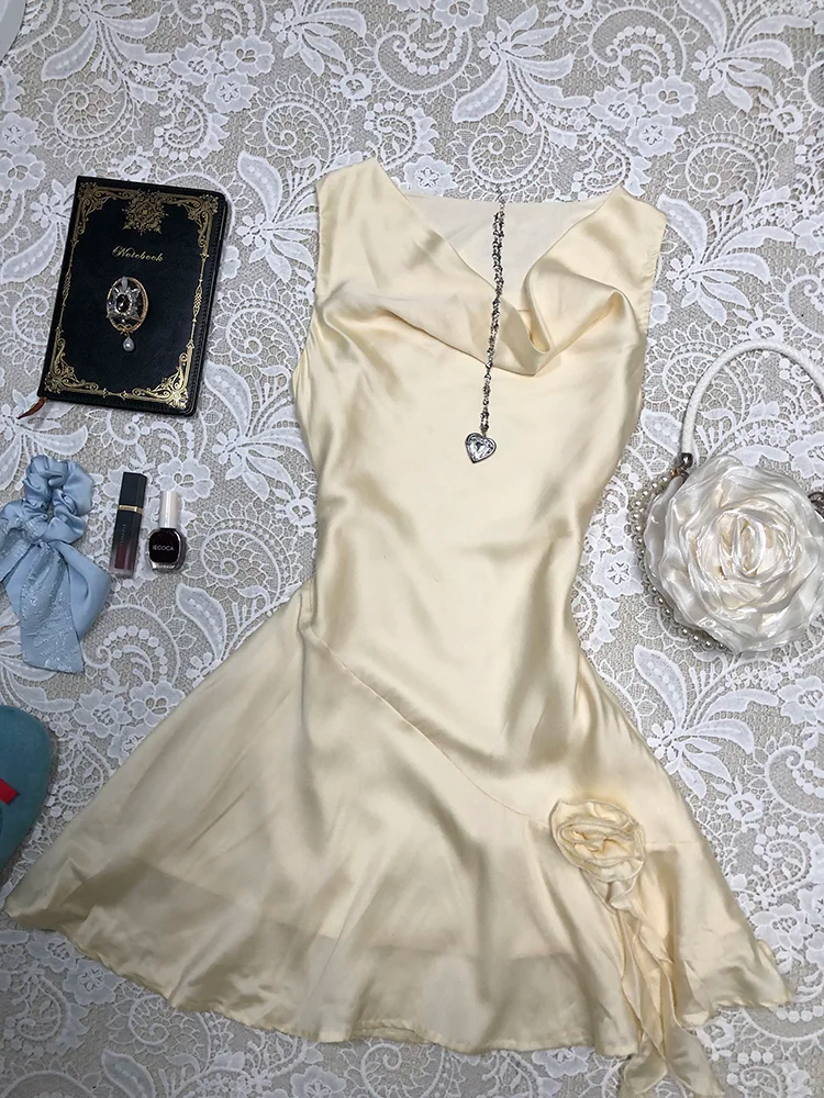 Simple Elegant A Line Satin With Flower Short Homecoming Dress,Summer 18th Birthday Dress GG4064