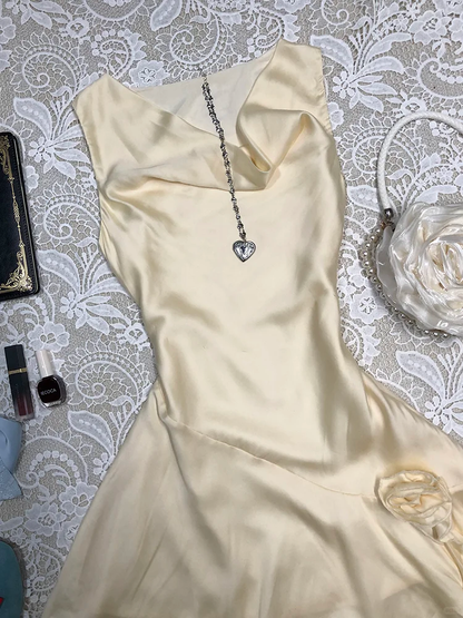 Simple Elegant A Line Satin With Flower Short Homecoming Dress,Summer 18th Birthday Dress GG4064