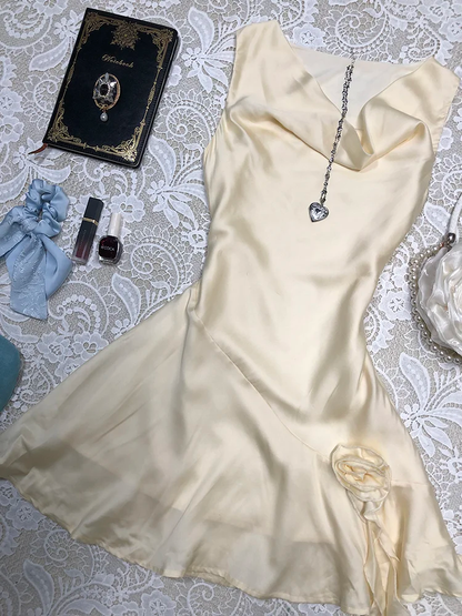 Simple Elegant A Line Satin With Flower Short Homecoming Dress,Summer 18th Birthday Dress GG4064