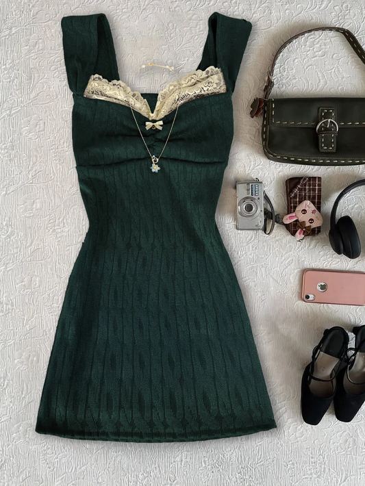 Dark Green A Line Sweetheart Satin Lace Short Homecoming Dress,Summer 19th Birthday Dress GG4067