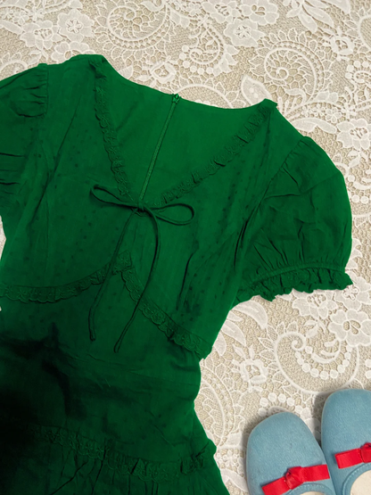 Unique Dark Green A Line V Neck Satin Short Sleeves Short Homecoming Dress,Summer 18th Birthday Dress GG4076