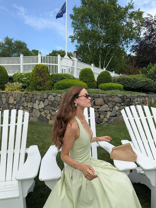 Sexy A Line Halter V Nevk Satin Long Prom Dress,Party Dress,Formal Evening Dress GG4092