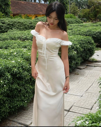 Classy Mermaid Off The Shoulder Satin Long Prom Dress,Party Dress,Formal Evening Dress GG4098