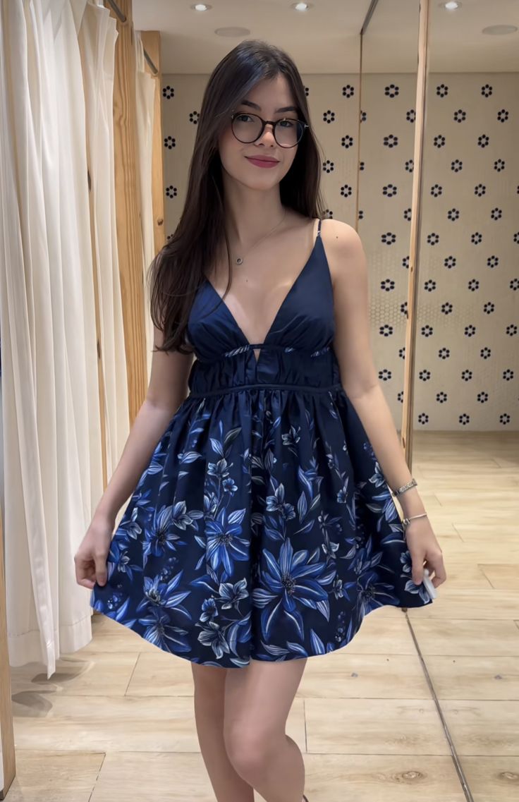 Navy A Line Spaghetti Straps Satin Printed Flowers Short Homecoming Dress,Summer 20th Birthday Dress GG4103
