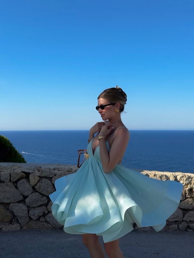 Pretty A Line Spaghetti Straps Satin Backless Short Homecoming Dress,Summer 18th Birthday Dress GG4107