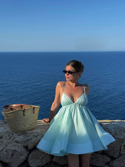 Pretty A Line Spaghetti Straps Satin Backless Short Homecoming Dress,Summer 18th Birthday Dress GG4107