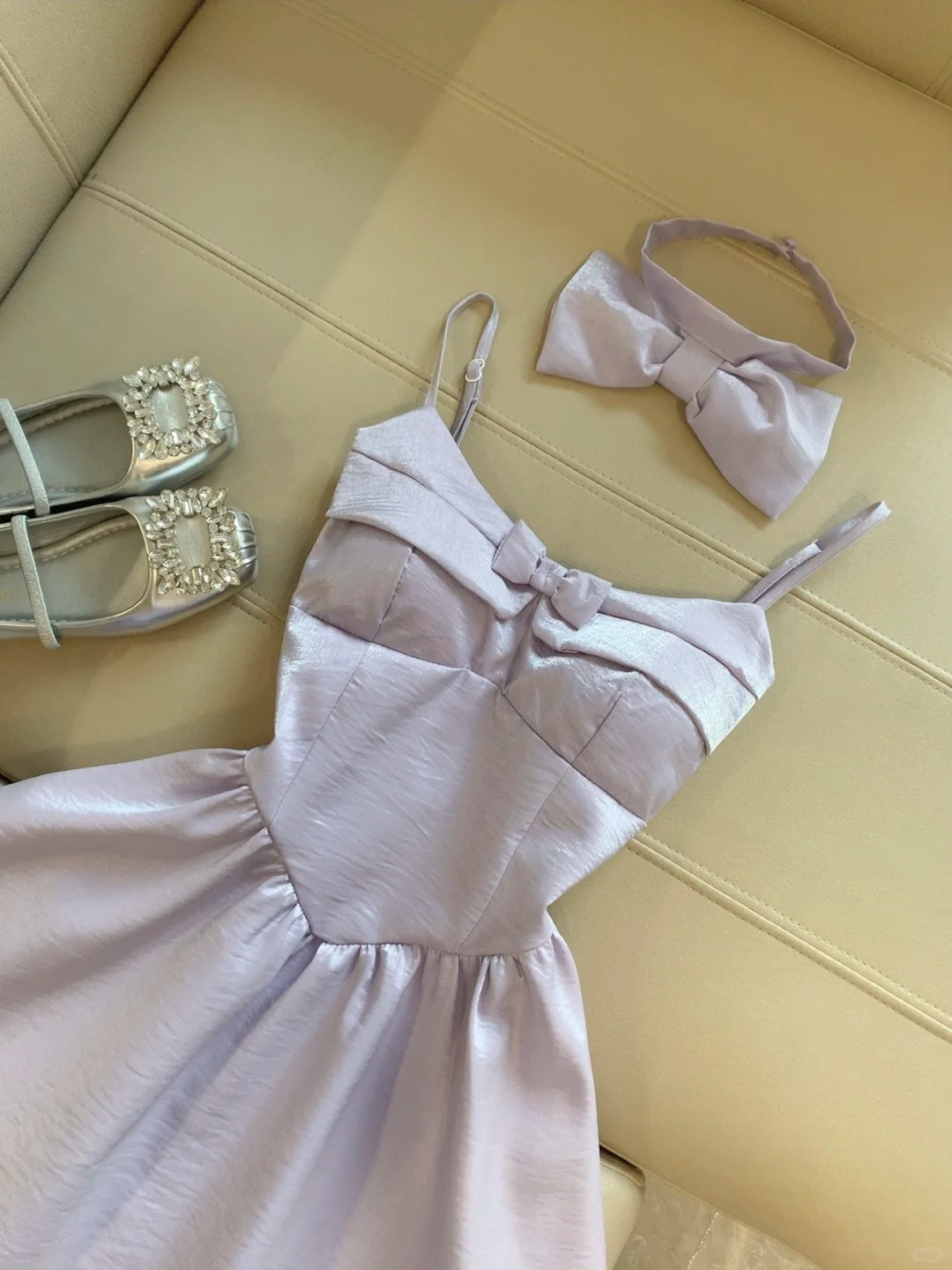 Lilac A Line Spaghetti Straps Satin Bow Short Homecoming Dress,Summer 17th Birthday Dress GG4118