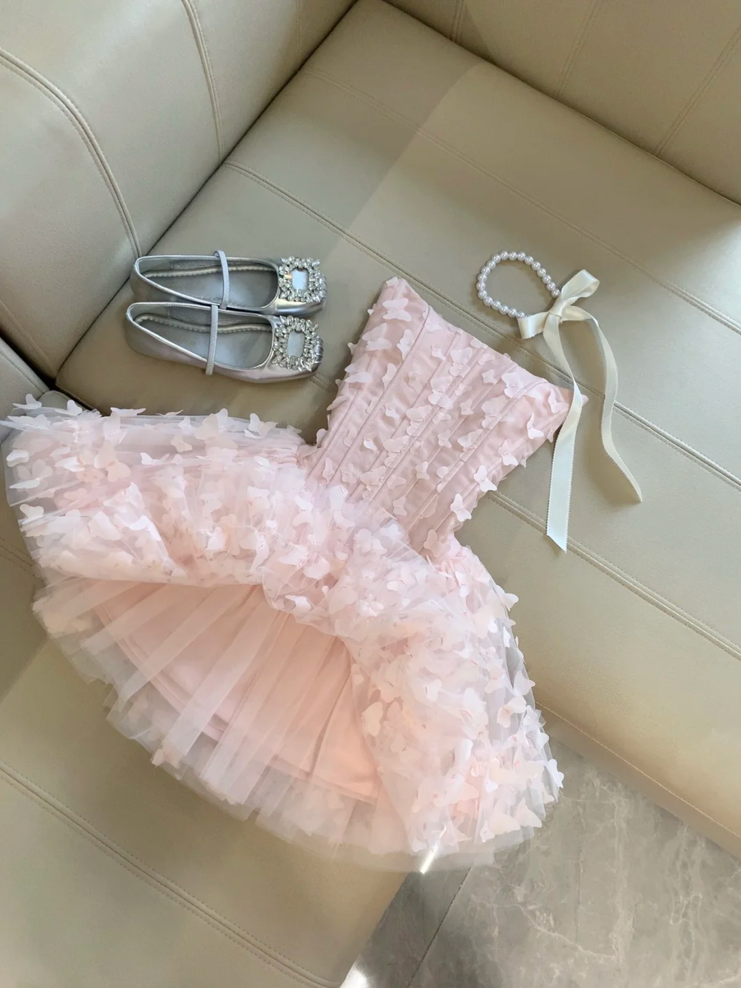 Sweet 18th Pink Ball Gown Strapless Tulle Applique Short Homecoming Dress,Summer Birthday Dress GG4119