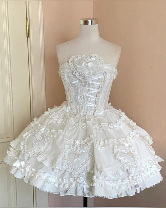 Unique 18th Ball Gown Strapless Satin Short Homecoming Dress,Summer Birthday Dress GG4123