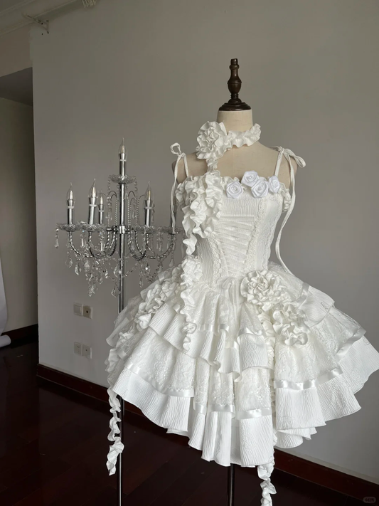 Pretty 18th Ball Gown Spaghetti Straps Satin Lace Flower Tiered Short Homecoming Dress,Summer Birthday Dress GG4124