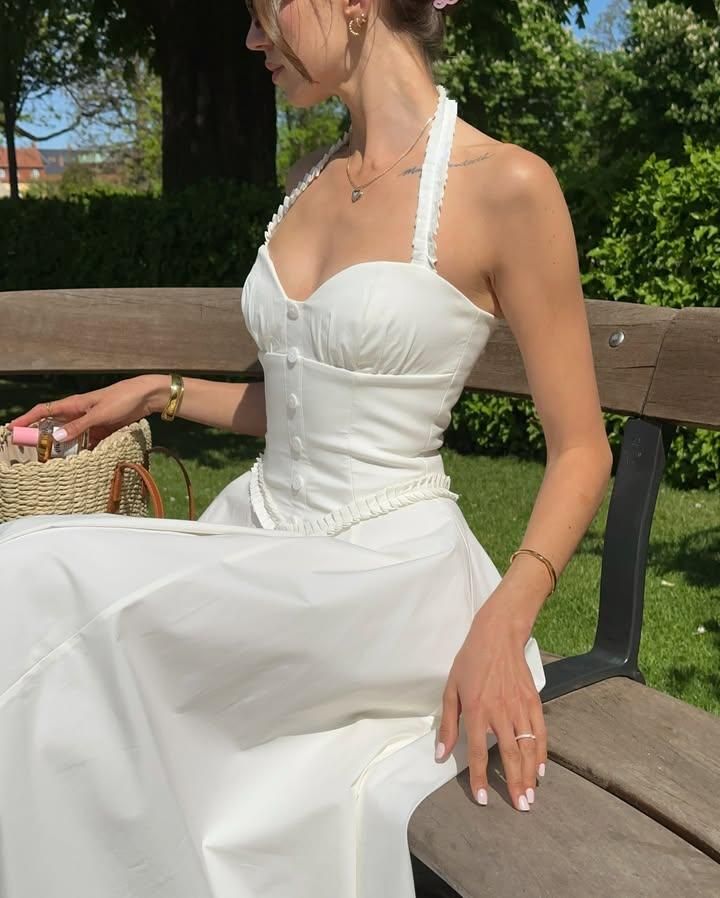 Pretty White A Line Halter Satin Long Prom Dress,Party Dress,Formal Evening Dress GG4134