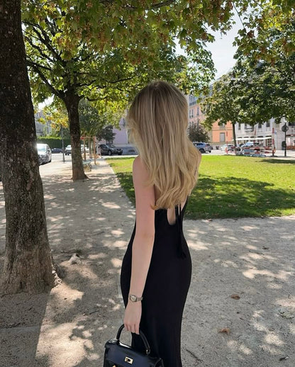 Sheath Mermaid Spaghetti Straps Black Satin Long Prom Dress,Party Dress,Formal Evening Dress GG4135