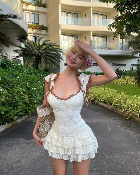 Sexy A Line Low Collar Satin Lace Short Homecoming Dress,Summer 22th Birthday Dress GG4153