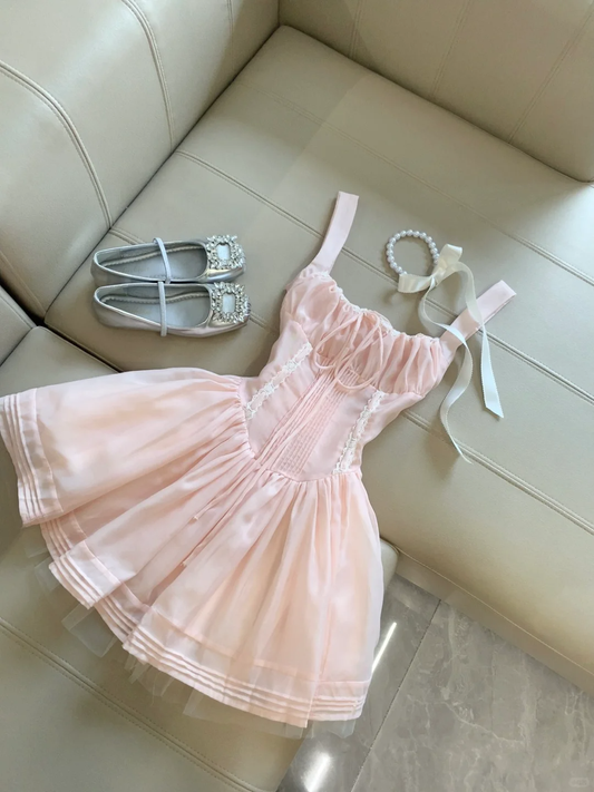 Pink A Line Square Satin Tulle Short Homecoming Dress,Summer 18th Birthday Dress GG4160