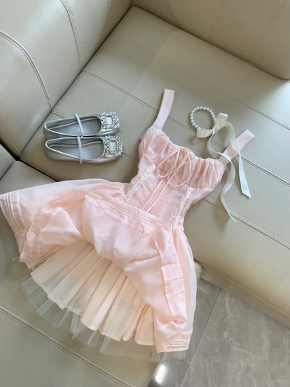 Pink A Line Square Satin Tulle Short Homecoming Dress,Summer 18th Birthday Dress GG4160