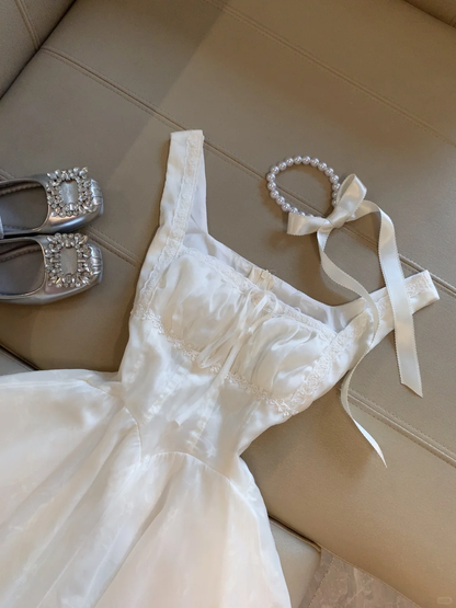 Chic A Line Square Satin Lace Tulle Short Homecoming Dress,Summer 18th Birthday Dress GG4164