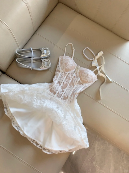 Princess A Line Spaghetti Straps Lace Short Homecoming Dress,Summer 20th Birthday Dress GG4172