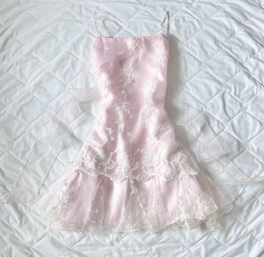 Pretty A Line Spaghetti Straps Pink Satin Lace Short Homecoming Dress,Summer 19th Birthday Dress GG4234