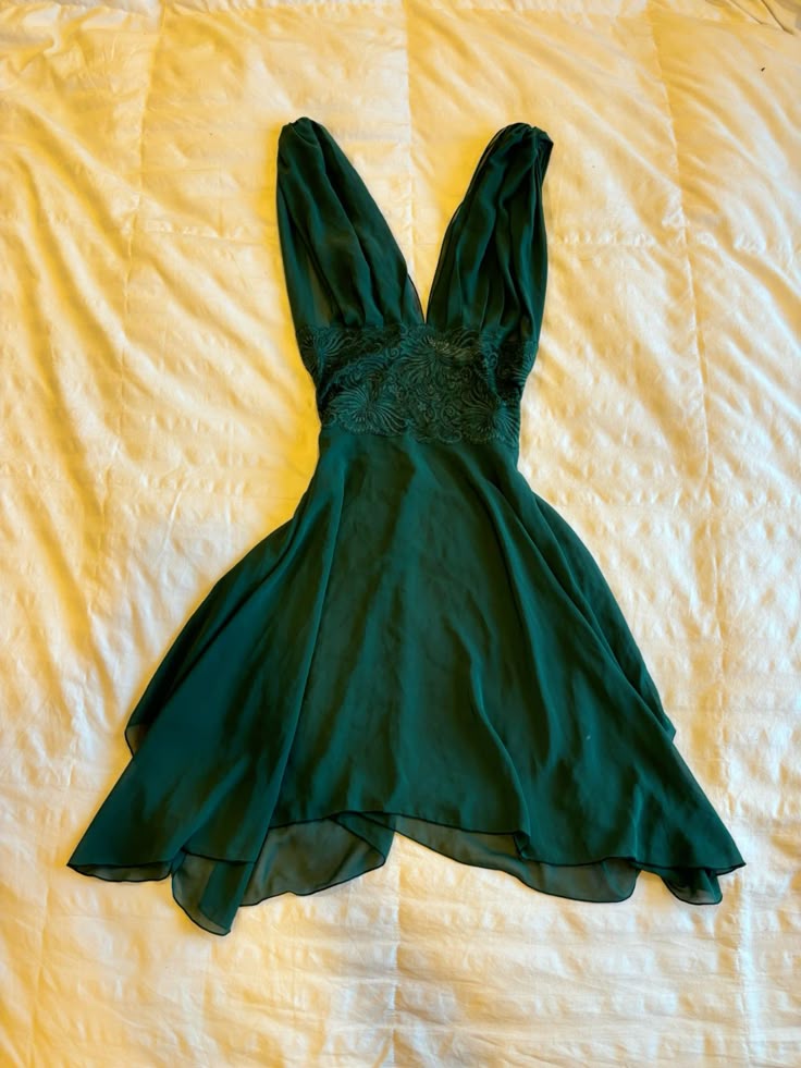 Dark Green A Line V Neck Chiffon Short Homecoming Dress,Summer 21th Birthday Dress GG4244