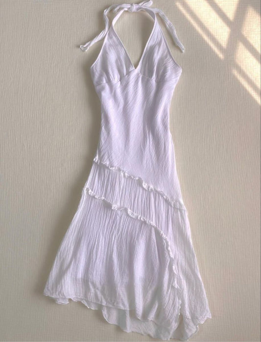 White Elegant A Line Halter Satin Short Homecoming Dress,Summer 19th Birthday Dress GG4247