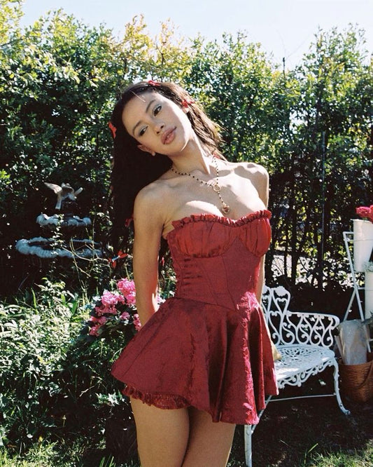 Sexy A Line Strapless Satin Short Homecoming Dress,Summer 18th Birthday Dress GG4255