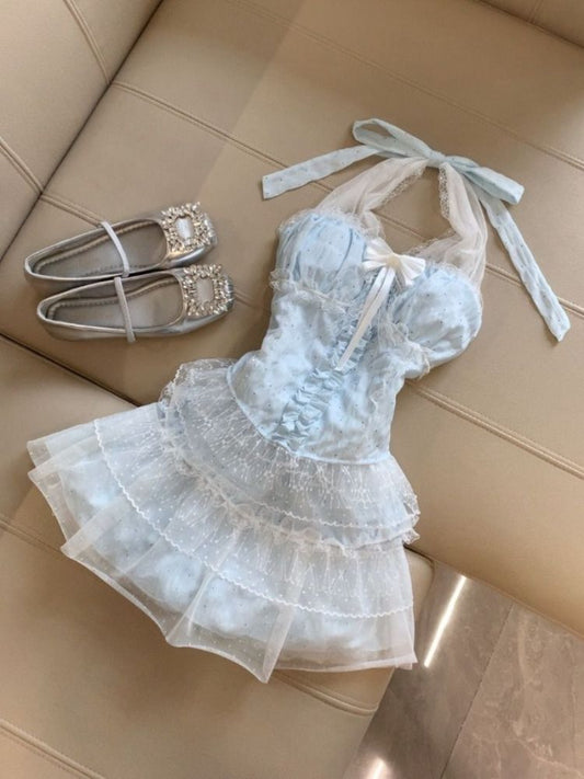 Pretty A Line Halter Tulle Lace Short Homecoming Dress,Summer 17th Birthday Dress GG4267