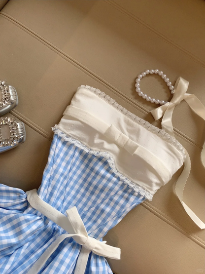 Chic A Line Strapless Satin Bow Short Homecoming Dress,Summer 17th Birthday Dress GG4271