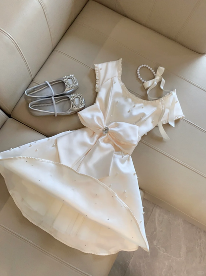 Princess 16th A Line U Neck Satin Bow Beads Short Homecoming Dress,Summer Birthday Dress GG4275