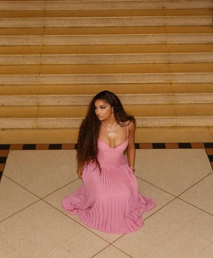 Elegant Pink A Line Spaghetti Straps Satin Long Prom Dress,Party Dress,Formal Evening Dress GG4285