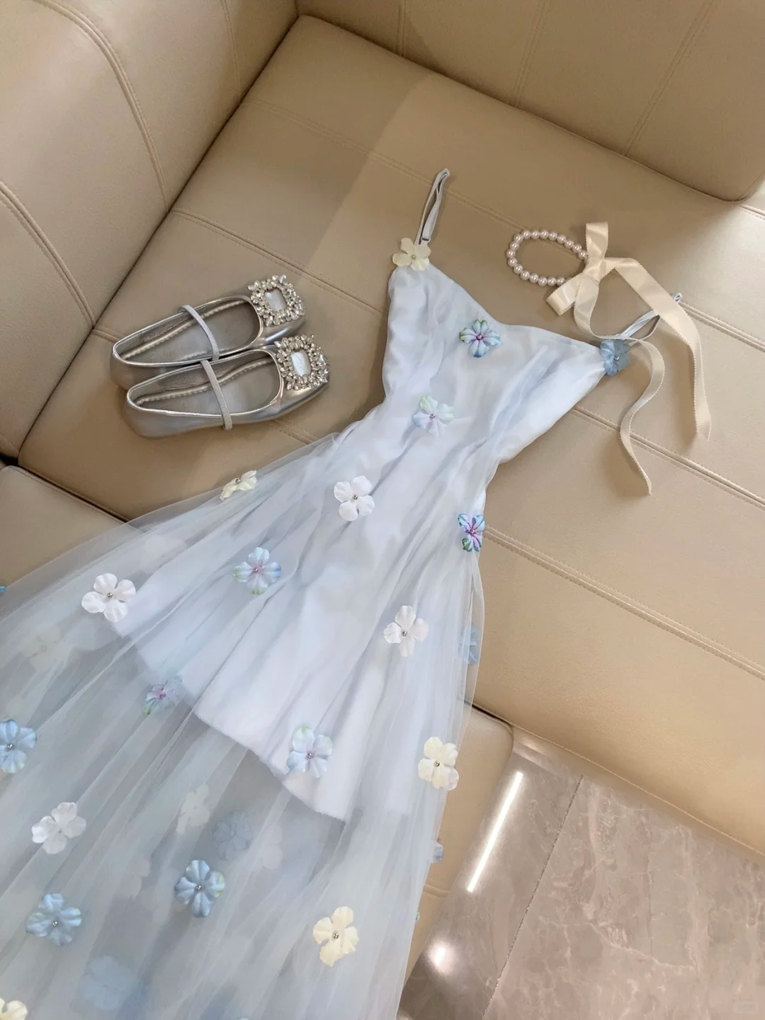 Pretty A Line Spaghetti Straps Satin Tulle Applique Long Prom Dress,Party Dress,Formal Evening Dress GG4294