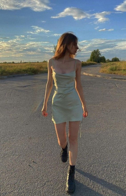 Classy Mermaid Spaghetti Straps Satin Short Homecoming Dress,Summer 20th Birthday Dress GG4307