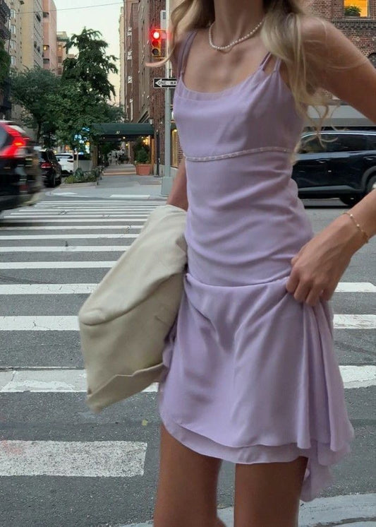 Pretty A Line Spaghetti Straps Lilac Chiffon Short Homecoming Dress,Summer 17th Birthday Dress GG4313