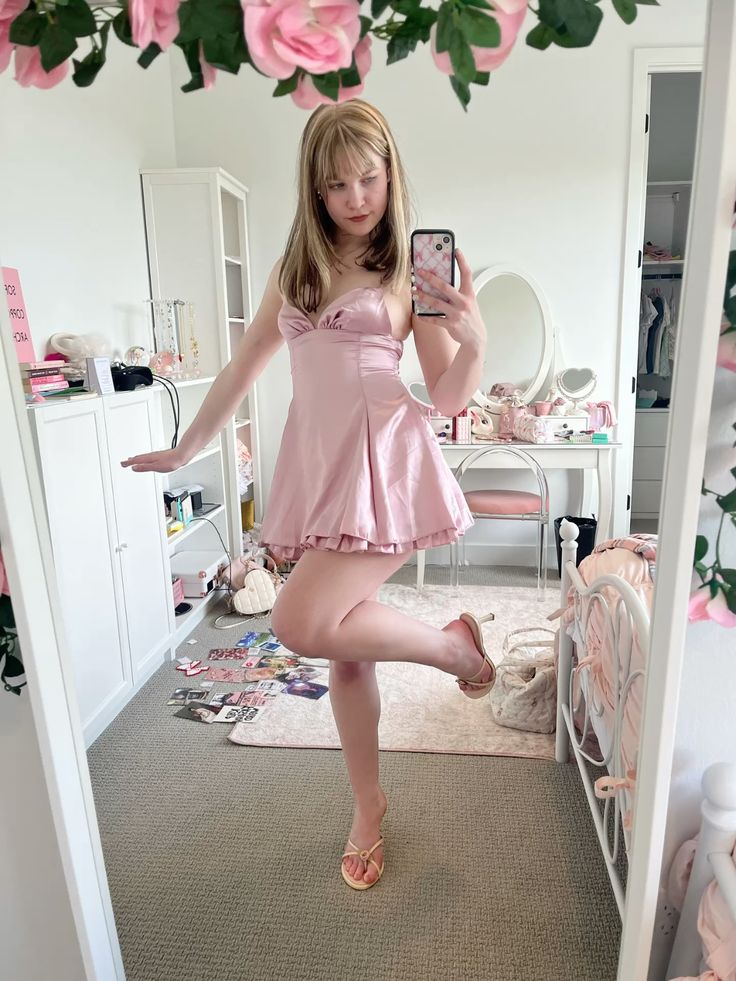 Pink Simple A Line Spaghetti Straps Satin Short Homecoming Dress,Summer 17th Birthday Dress GG4314