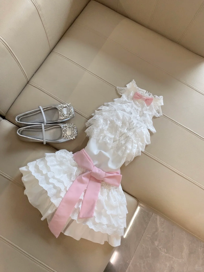 Princess A Line Halter White Satin Lace With Bow Short Homecoming Dress,Summer 16th Birthday Dress GG4325