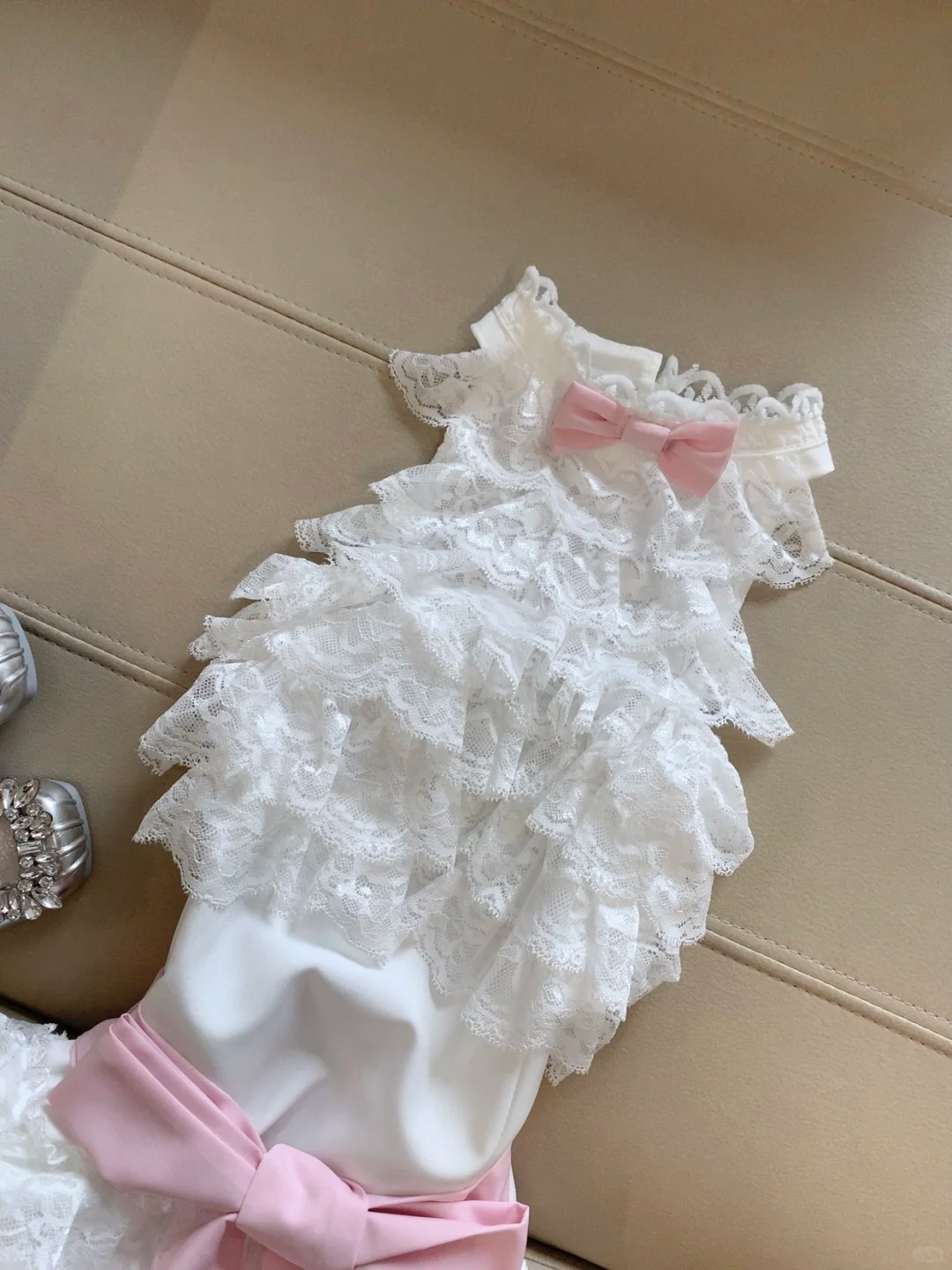 Princess A Line Halter White Satin Lace With Bow Short Homecoming Dress,Summer 16th Birthday Dress GG4325