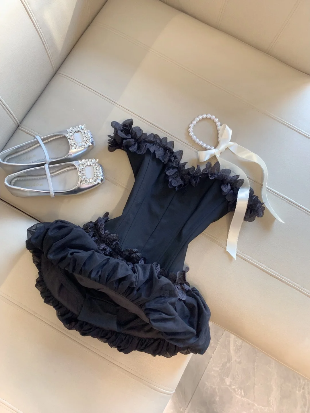 Classy A Line Off The Shoulder Black Satin Applique Short Homecoming Dress,Summer 16th Birthday Dress GG4327