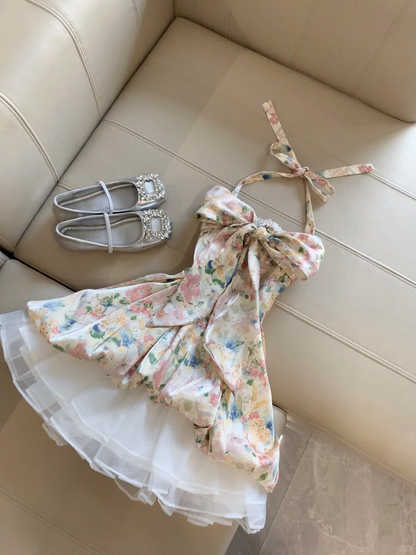 Stunning A Line Halter Floral Printed Satin Short Homecoming Dress,Summer 17th Birthday Dress GG4328