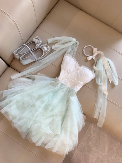 Fairy A Line Sweetheart Tulle Lace Short Homecoming Dress,Summer 17th Birthday Dress GG4329